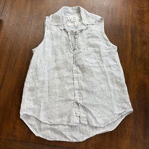 Frank & Eileen FIONA Sleeveless Linen Button-Up Striped Top Women XS Made USA